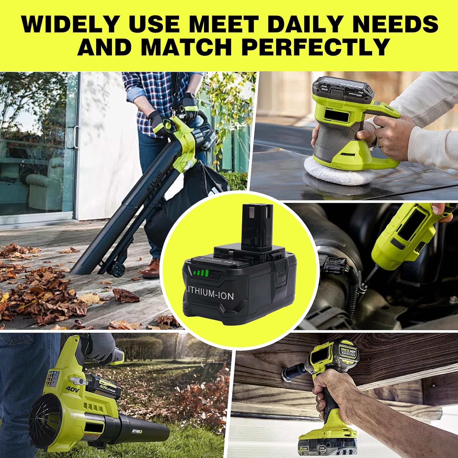 6.0Ah 18V Replacement Battery for Ryobi 18v Battery Lithium-ion Compatible with Ryobi 18Volt ONE+ Plus Cordless Power Tools P102 P103 P104 P105 P107 P108 P109,Etc,1 Pack