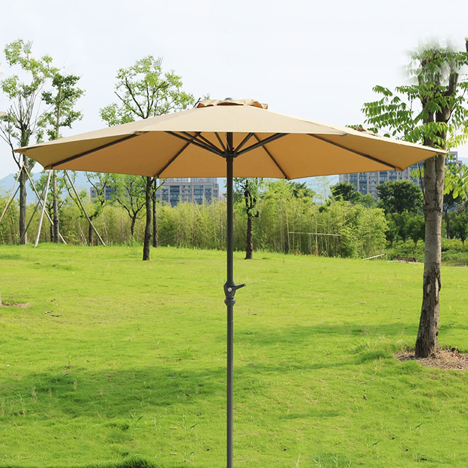 Sombrilla redonda de 270 cm con manivela para terraza y jardín 8
