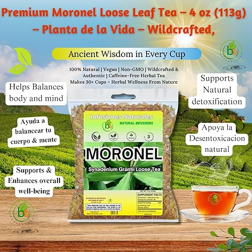Miniatura 4 de Té Moronel (4 onzas) | Té de hierbas Moronel de primera calidad | Te Planta de la Vida - Synadenium Grantii | Artesanal silvestre | 100% natural