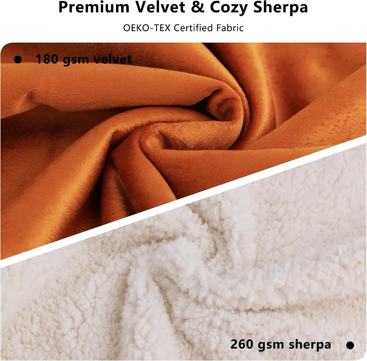 Waterproof Blanket for Bed - Dog Throw as Furniture Protector | Cozy Sherpa & Smooth Velvet, Reversible and Machine Washable, for Couch and bed, 86"x108", Orange