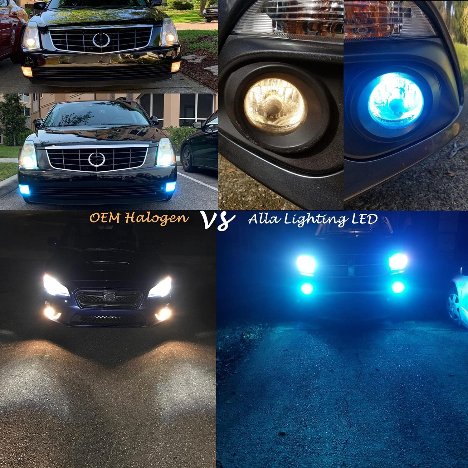 Alla Lighting 3600lm Xtreme Super Bright 5201 5202 LED Ice Blue Bulbs Fog Lights ETI 56-SMD PS19W 12085 DRL Replacement of Bulb