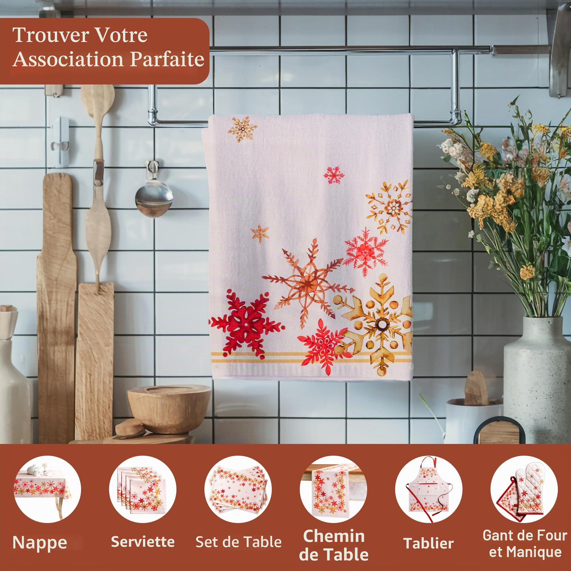 Maison d'Hermine Crystal Star Lot de 3 torchons de cuisine, bar multi-usages doux et absorbants 100 % coton - Printemps/été - 50 x 70 cm