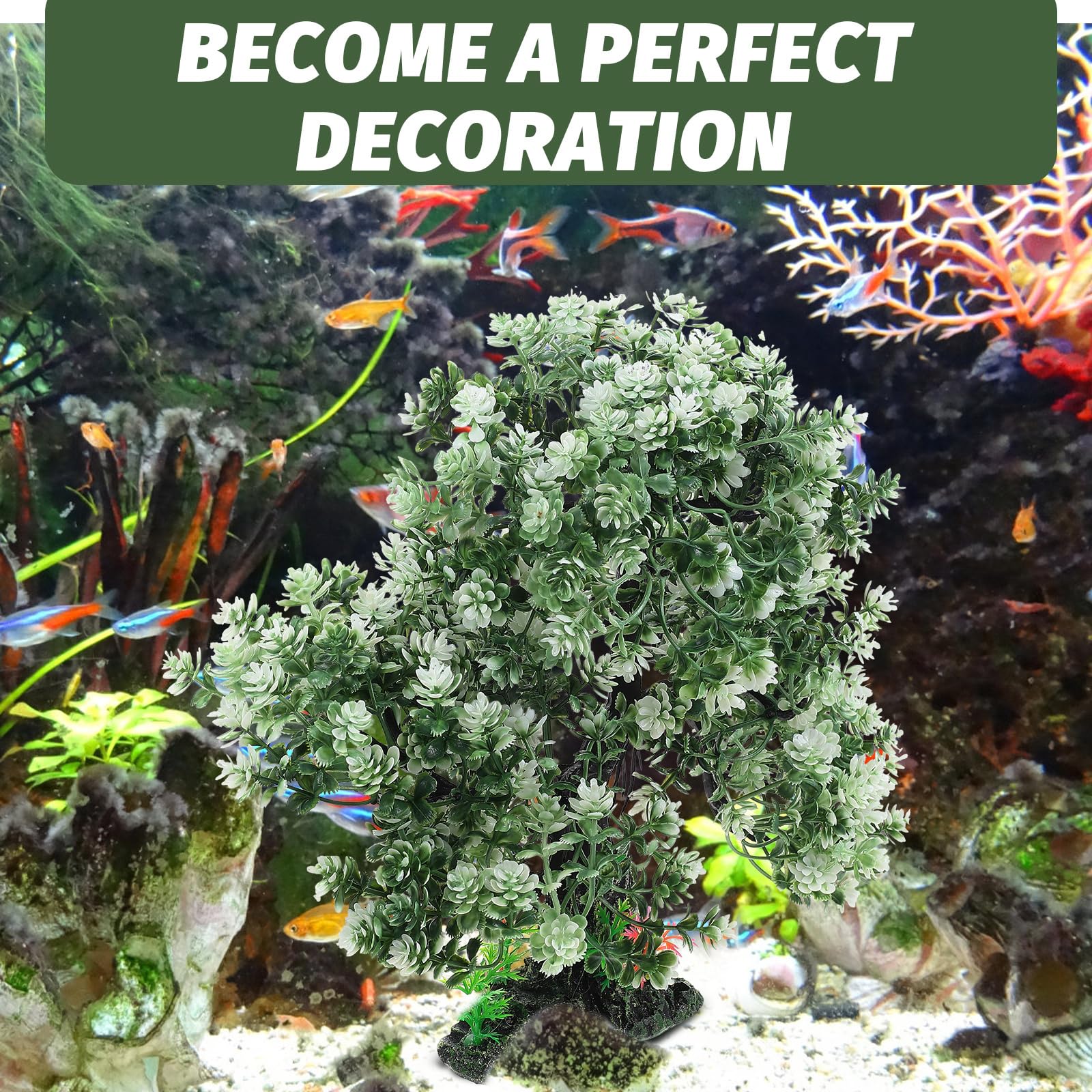 Healeved Arbre artificiel pour aquarium - Décoration en résine - Plante d'aquarium