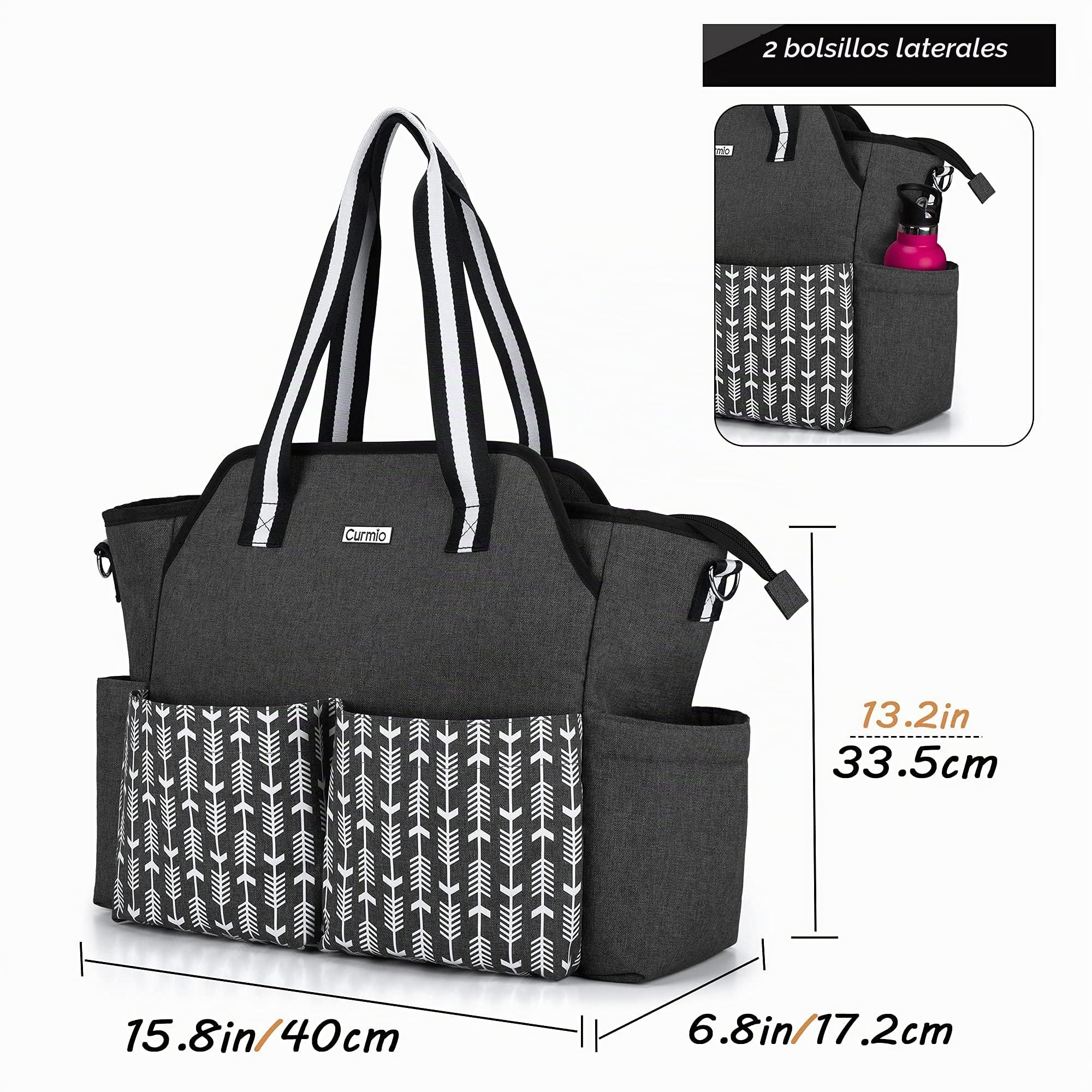 CURMIO Bolsa para Emergencias, Maletín de Enfermera para Médicos, Negro | Maletín de Enfermería con Múltiples Bolsillos, Compartimento para Ordenador Portátil, Ligera y Portátil, Sola Bolsa