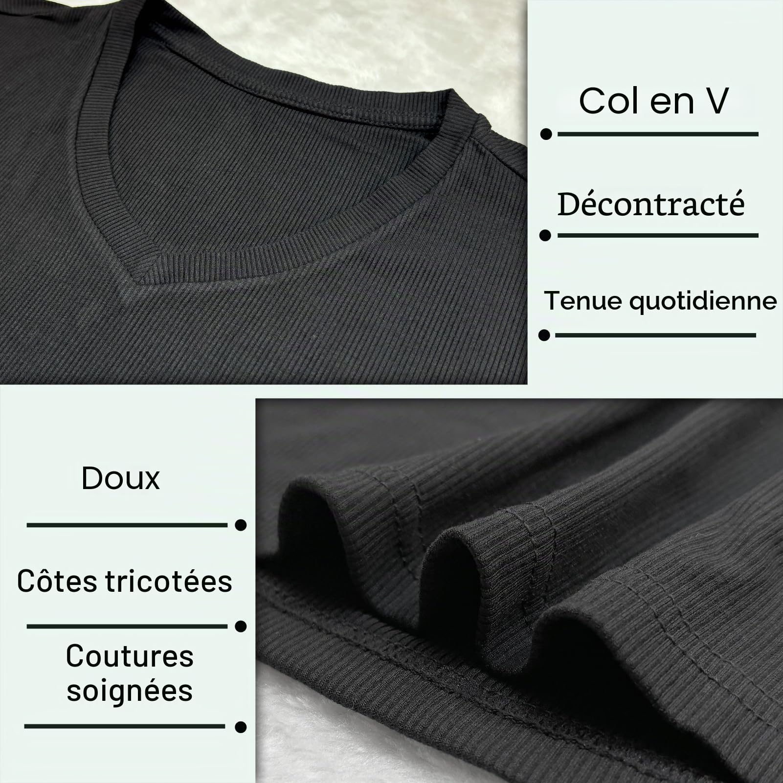 Muscle Cmdr T-Shirt Thermique à Manches Longues et col en V pour Homme, Coupe Ajustée,Décontracté,Côtelé,Léger,sous-vêtement