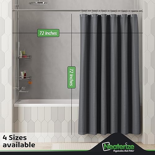 Vista 88 de NEATERIZE Cortina de ducha verde salvia, cortinas de ducha estilo hotel verde salvia para baño con diseño de gofre, 72 x 84 pulgadas, cortina
