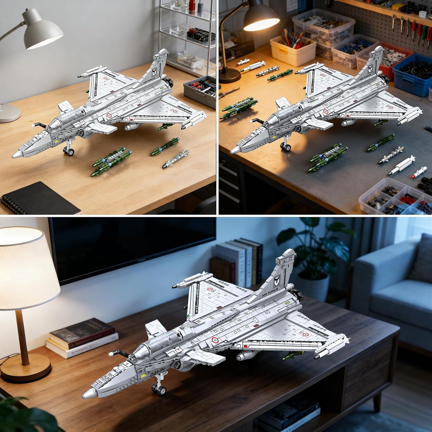 Reobrix Fighter Jet Building Set for Adults, Rafale Fighter Model Kit 33035,Collectible Military Airplane Model, Cool Aircraft Building Block for Home Decor, Ideal Gift for Military Fans and Adults image 4