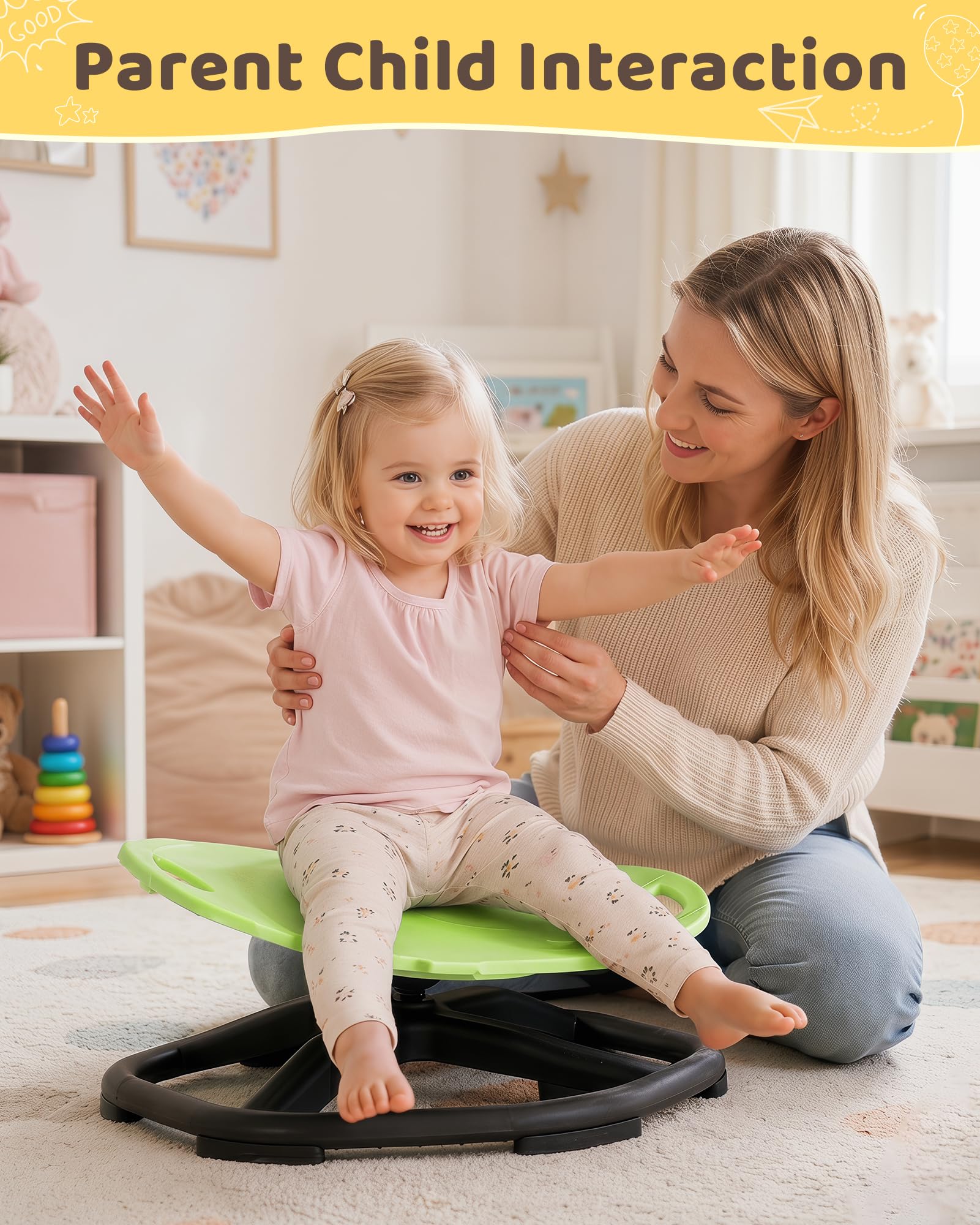 BEJOY Silla giratoria para niños – Silla giratoria para autismo, juguete para entrenamiento de coordinación en interiores y exteriores, juguete sensorial para niños