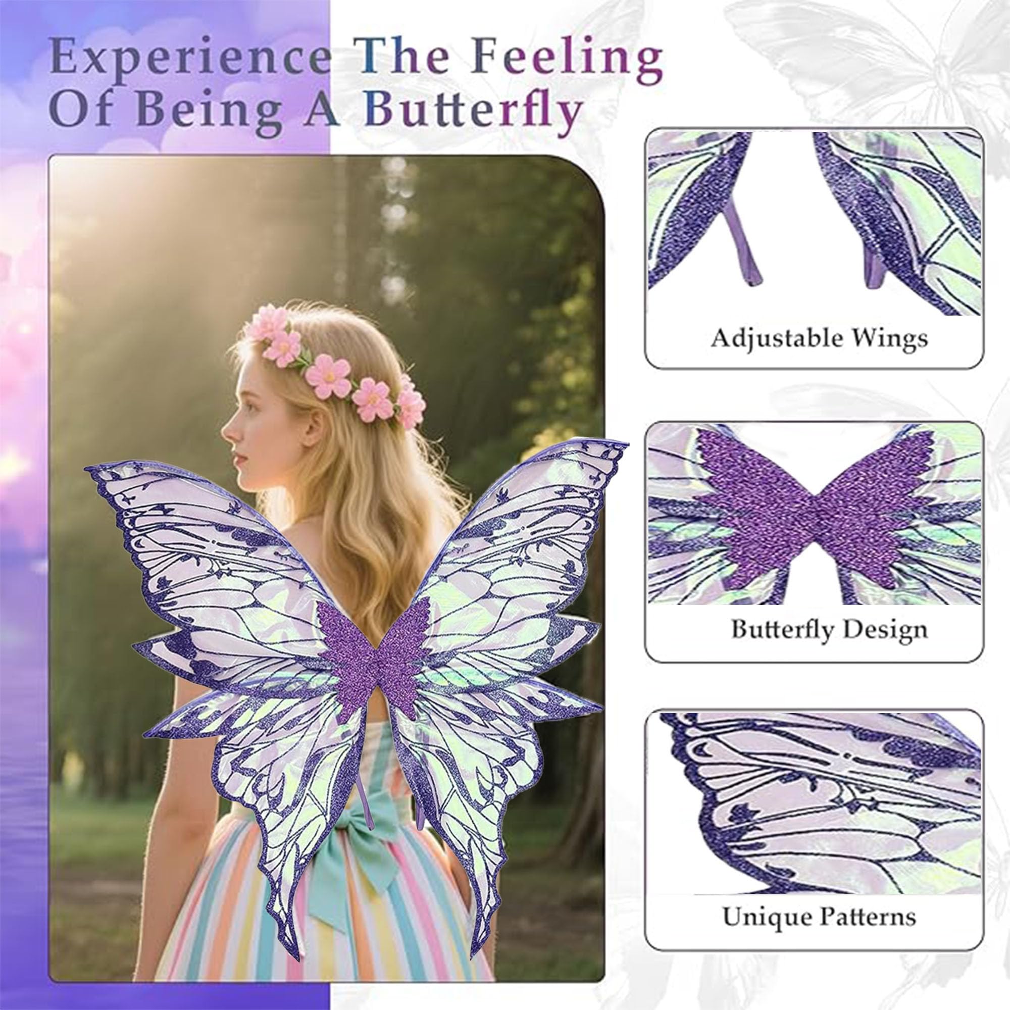 Fairy Wings Costume, Butterfly Wings with Elf Eyes, Princess Wings, Butterfly Wings Costume - Image 4