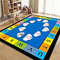 Vista 8 de Alfombra de área para niños, personajes ingleses, ABC y símbolos matemáticos, alfombras de aprendizaje, preciosas alfombras plegables negras de gran