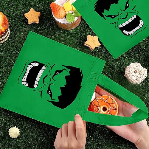 Miniatura 3 de Hbavfihnbg 20 bolsas de regalo de Hulk para fiestas de cumpleaños, bolsas de regalo reutilizables no tejidas de Hulk con asas para decoración de