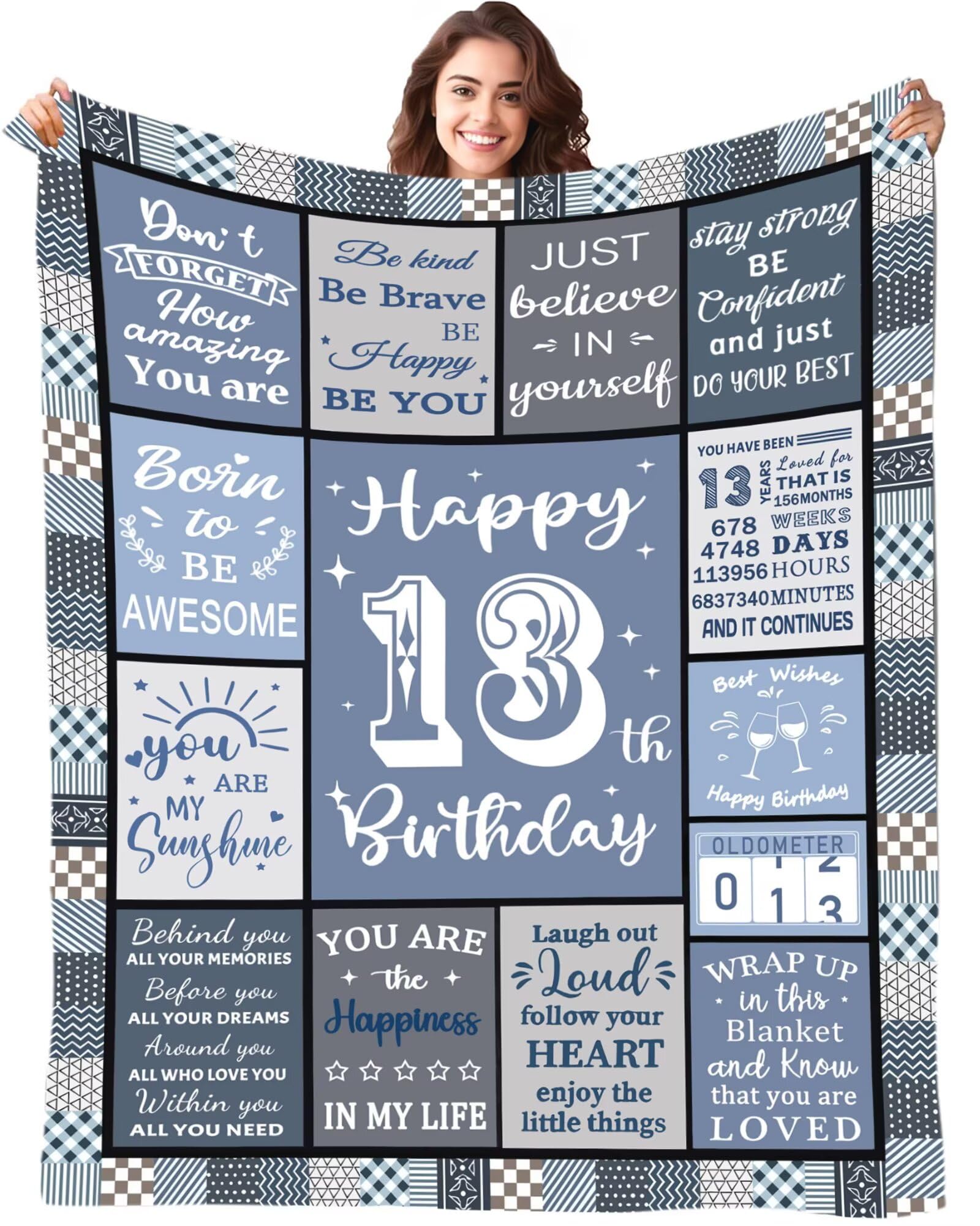 Birthday Blanket Gifts for 13 Years Old Girls Boys, Personalised Birthday Flanell Blanket Decorations Gifts for 13 Years Old Girls Boys Daughter Son Best Friends, Bestie, Sister, Niece 50"x60"