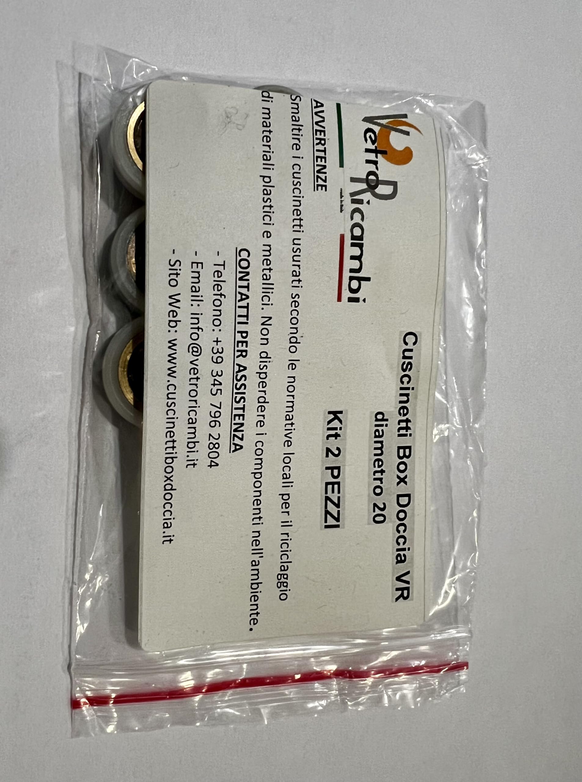 Cuscinetti Box Doccia VR - Kit 2 Pezzi Rotelle a Sfera di Ricambio in Acciaio per Ante Doccia a Scorrimento Cuscinetto diametro 23x4x9.5x15 filettatura M5 CH4 profilo Piatto