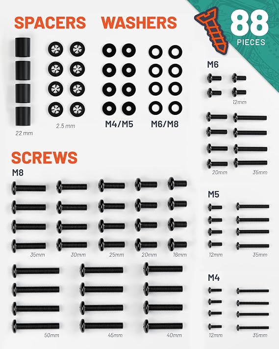 ECHOGEAR Universal TV Mount Hardware Pack - Replacement Hardware Mounting Kit for TVs up to 80 - Includes M4, M5, M6 & M8 Screws