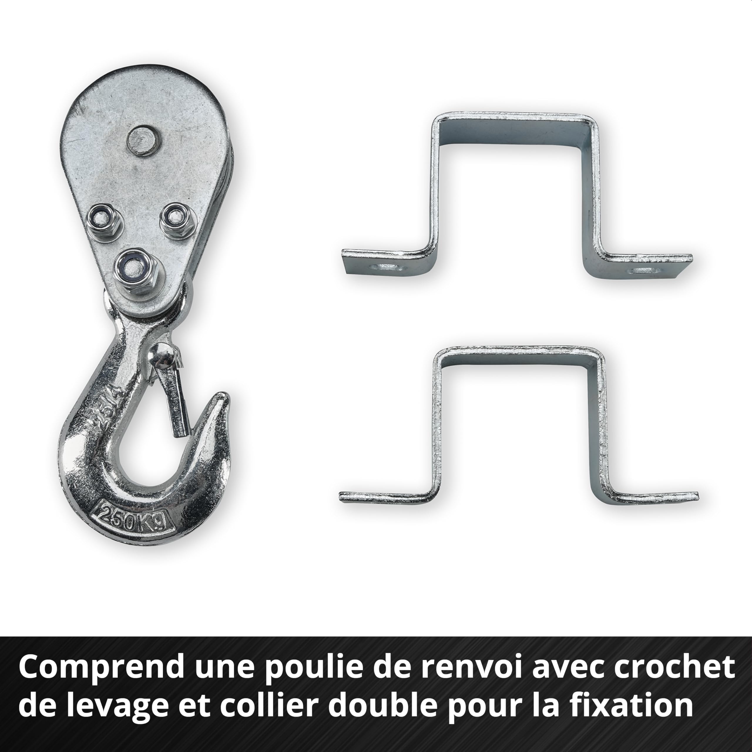 Einhell Palan sans fil TE-EH 18/250 Li BL Power X-Change (18 V, sans charbon, capacité de charge 125 kg / 250 kg avec poulie de renvoi, hauteur de course 12 m, vitesse 3,5 m/min, câble en acier)