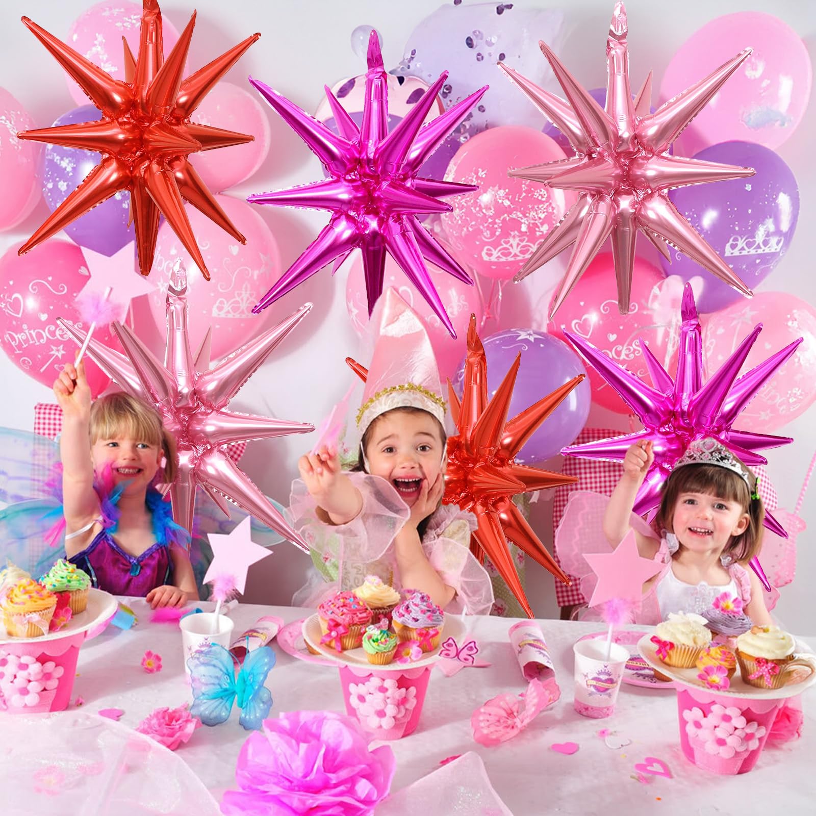HILAVO 6 globos de estrella, globos grandes de 55.9 cm con forma de estrella de explosión de caramelo crema para cumpleaños, baby shower, boda, decoración de fiesta bohemia