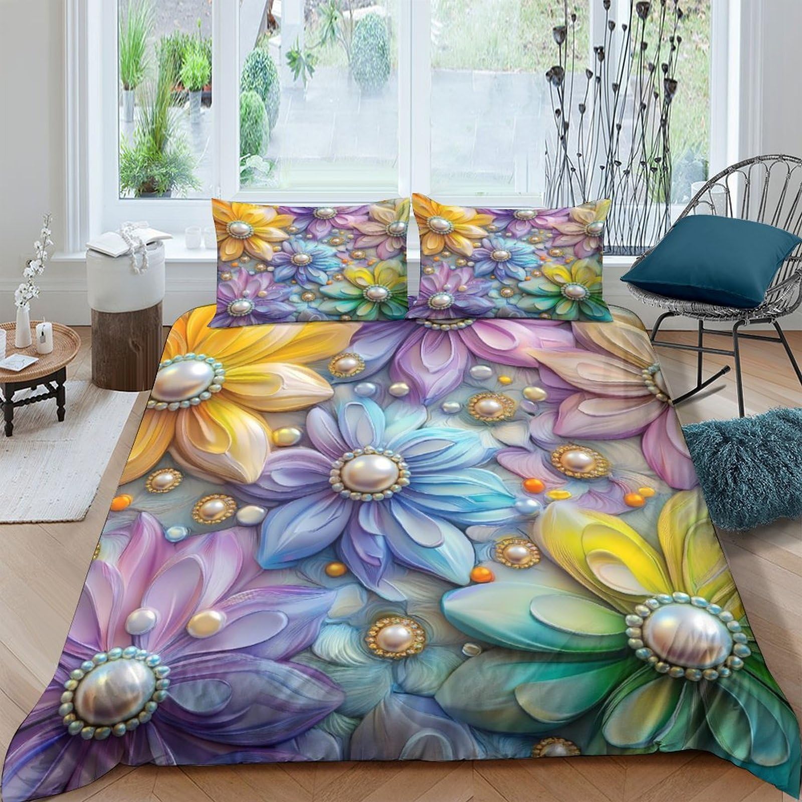 Flamingo-Pärchen Bettbezug 3D Gedruckt Weich Reißverschluss Hautfreundlich Bettdeckenbezug 3 Teilig Mikrofaser Kuschelig mit Kissenbezug Schlafkomfort for Fans & Männer Super king（260x220cm）