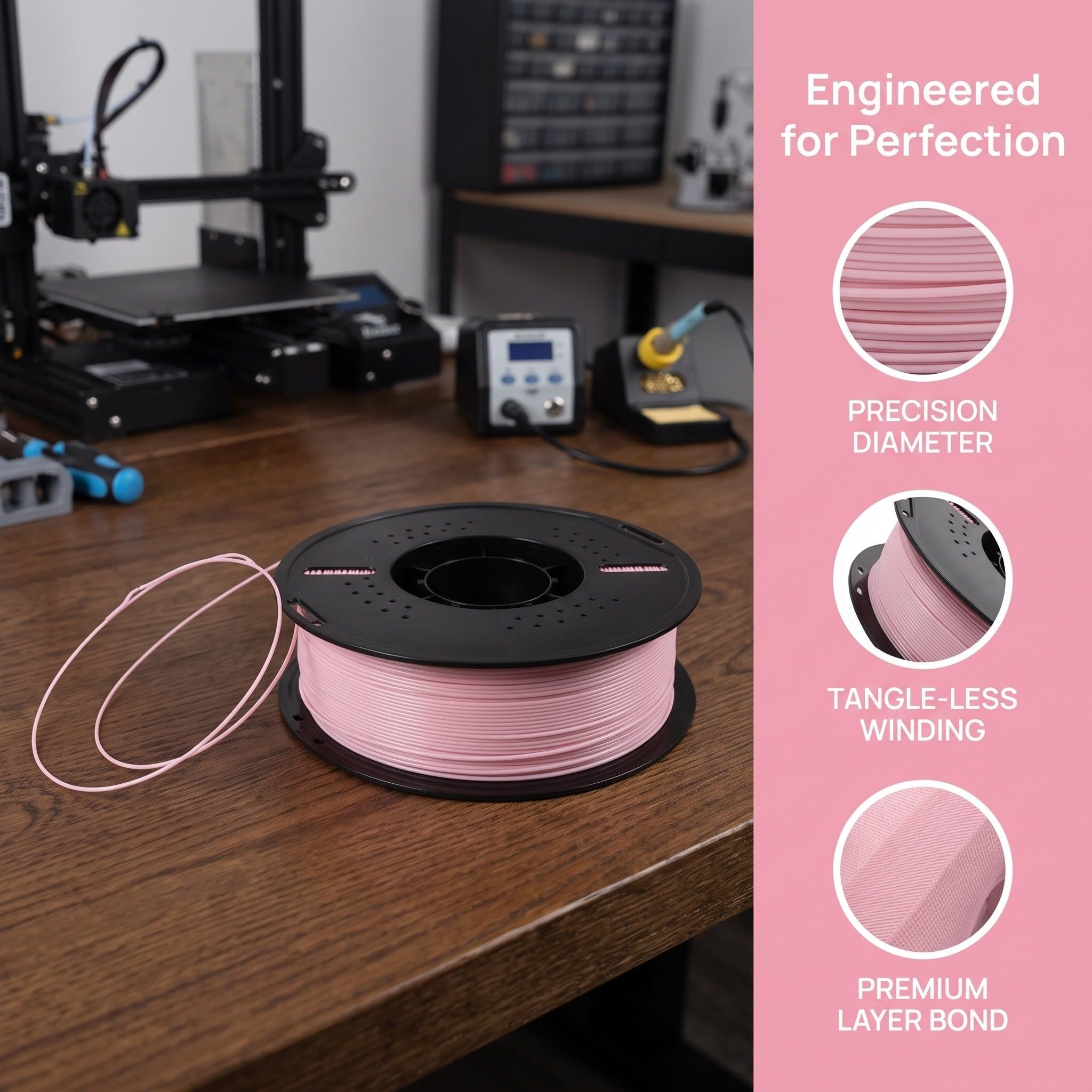 Filamento Pla per Stampante 3d 1,75mm, Rame Rosa