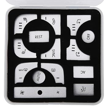 Button Switch Cover, Alloy Silver Air Conditioning Button Sticker Prevent Scratches Button Sticker for Car