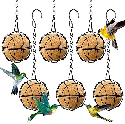 Comederos para pájaros 6 comederos colgantes de metal con ganchos bolas comederos de sebo para colgar al aire libre comederos de pájaros de bola
