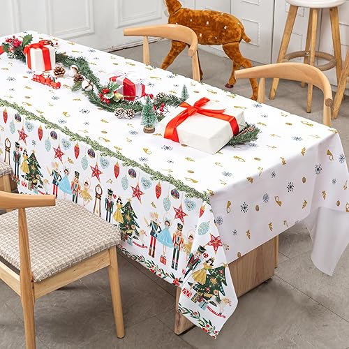 Miniatura 4 de AnyDesign Mantel rectangular de tela cascanueces lavable para mesa de picnic, mesa de comedor, hogar, cocina, decoración de fiesta de Navidad, 60 x