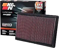 K&N Filtro de ar do motor original de alto fluxo vitalício: Aumento de potência: Premium, Lavável: Compatível com Dodge/Ram 2002-2025: 1500, 2500, 3500, 4500, 5500, 33-2247