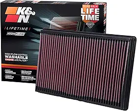 K&N Filtro de ar do motor original de alto fluxo vitalício: Aumento de potência: Premium, Lavável: Compatível com Dodge/Ram 2002-2025: 1500, 2500, 3500, 4500, 5500, 33-2247