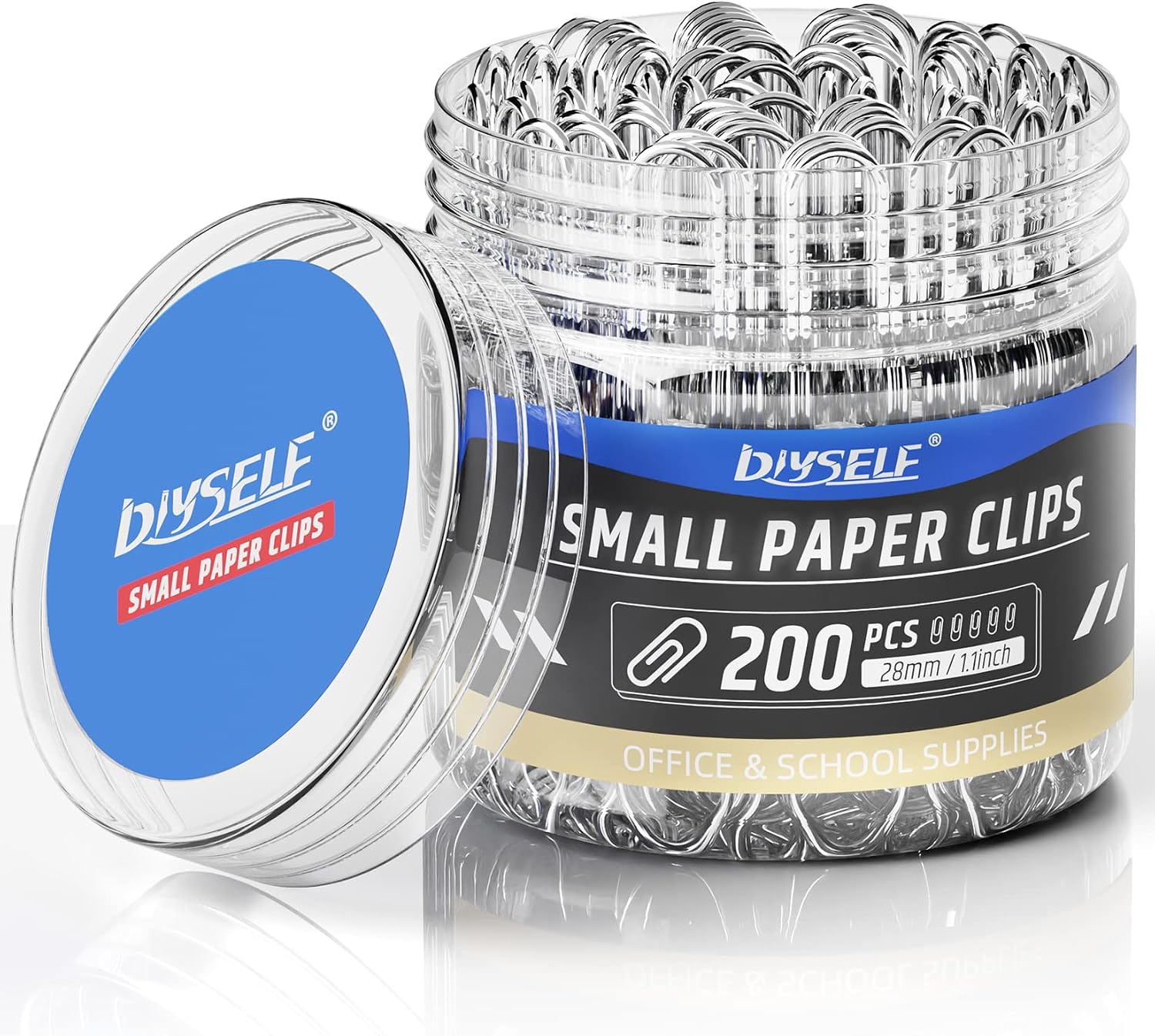 DIYSELF Paper Clips, 200 Pcs Small Paper Clips, Paperclip for Documents and Papers, Durable and Rust-Resistant Paperclips for Office, Paper Clips Small, Mini Paper Clips, 1.1-inch Paperclips Office