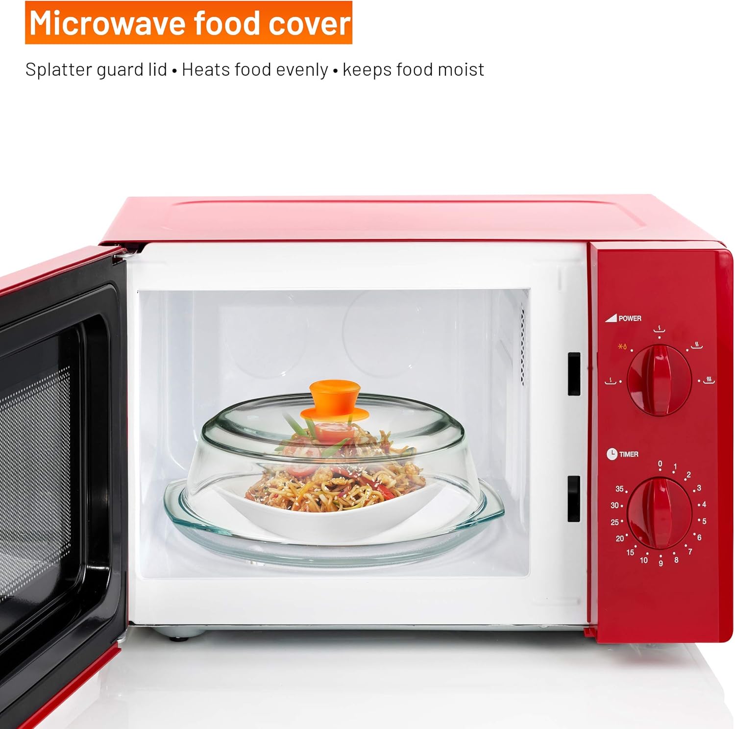 Bezrat Microwave Tall Glass Plate Cover For Food | Splatter Guard Lid with Easy Grip Silicone Handle Knob & Steam Vents | 100% Food Grade | BPA Free and Dishwasher Safe | Plates and Bowls 10 x 3 Inch