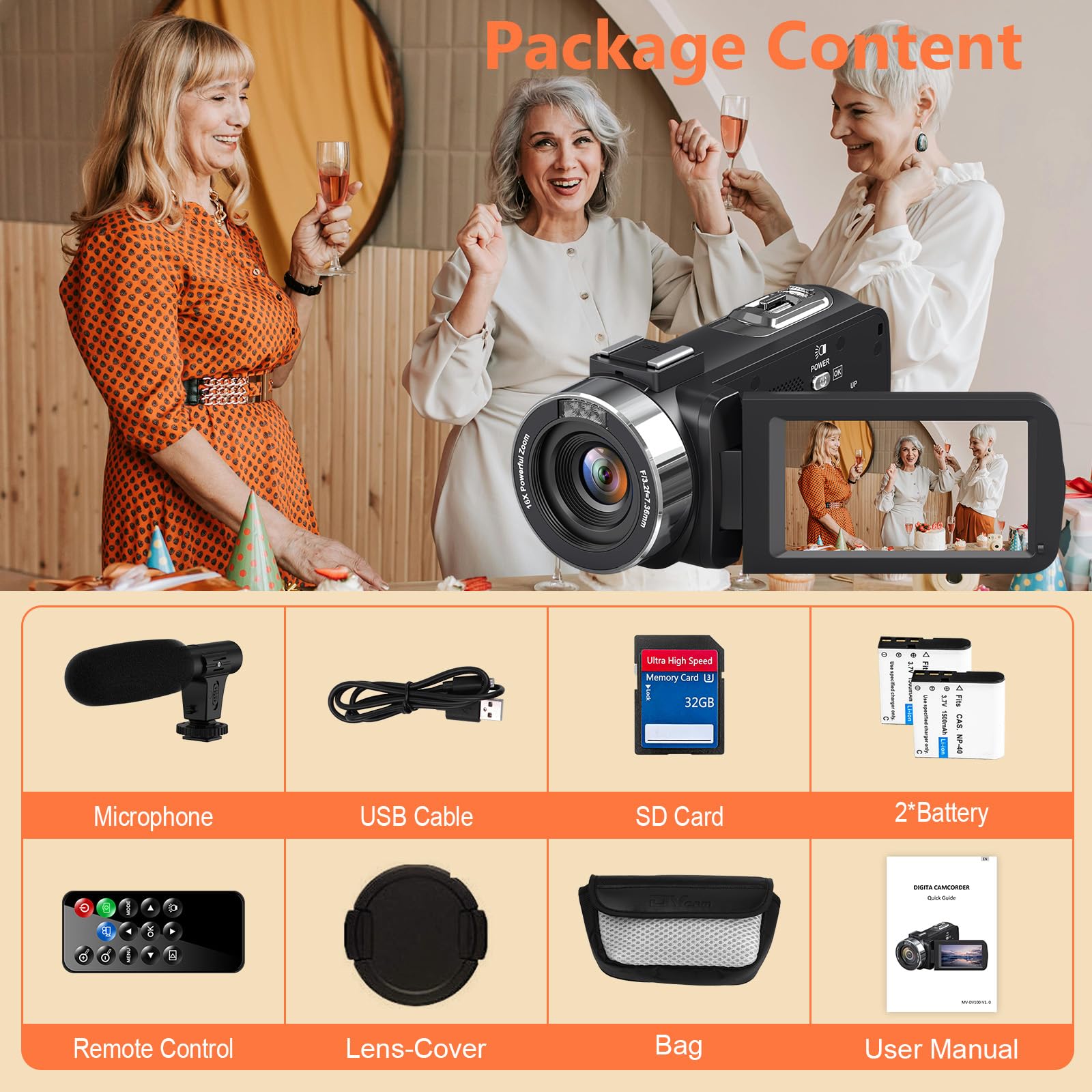Amazon | DINGETU Camcorder Video Camera 4K Ultra HD 44MP Vlogging