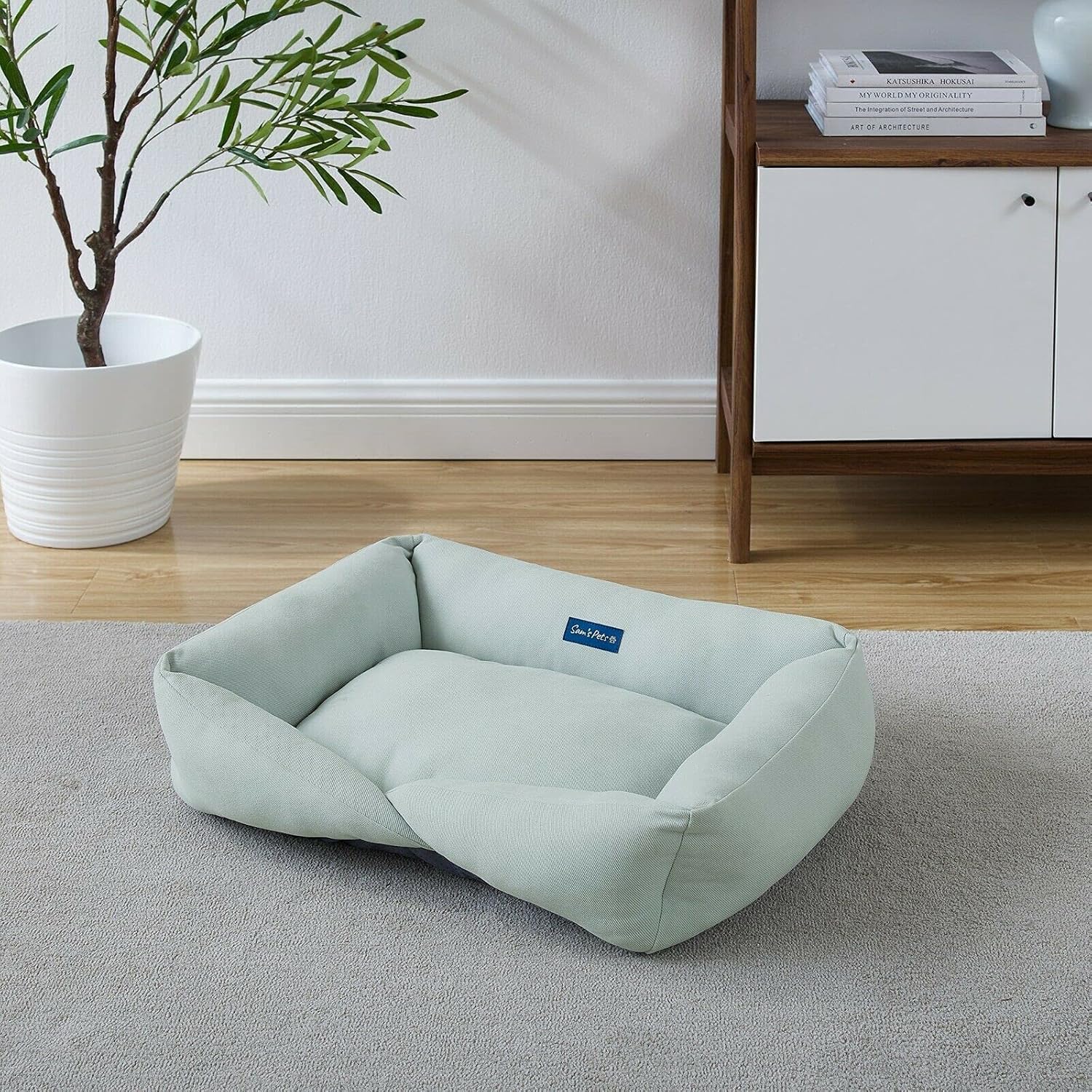review Sam's Pets Ellie Dog Bed, Light Blue - Modern Design, Orthopedic, Soft Fabric, Machine Washable, Easy Cleaning, Medium