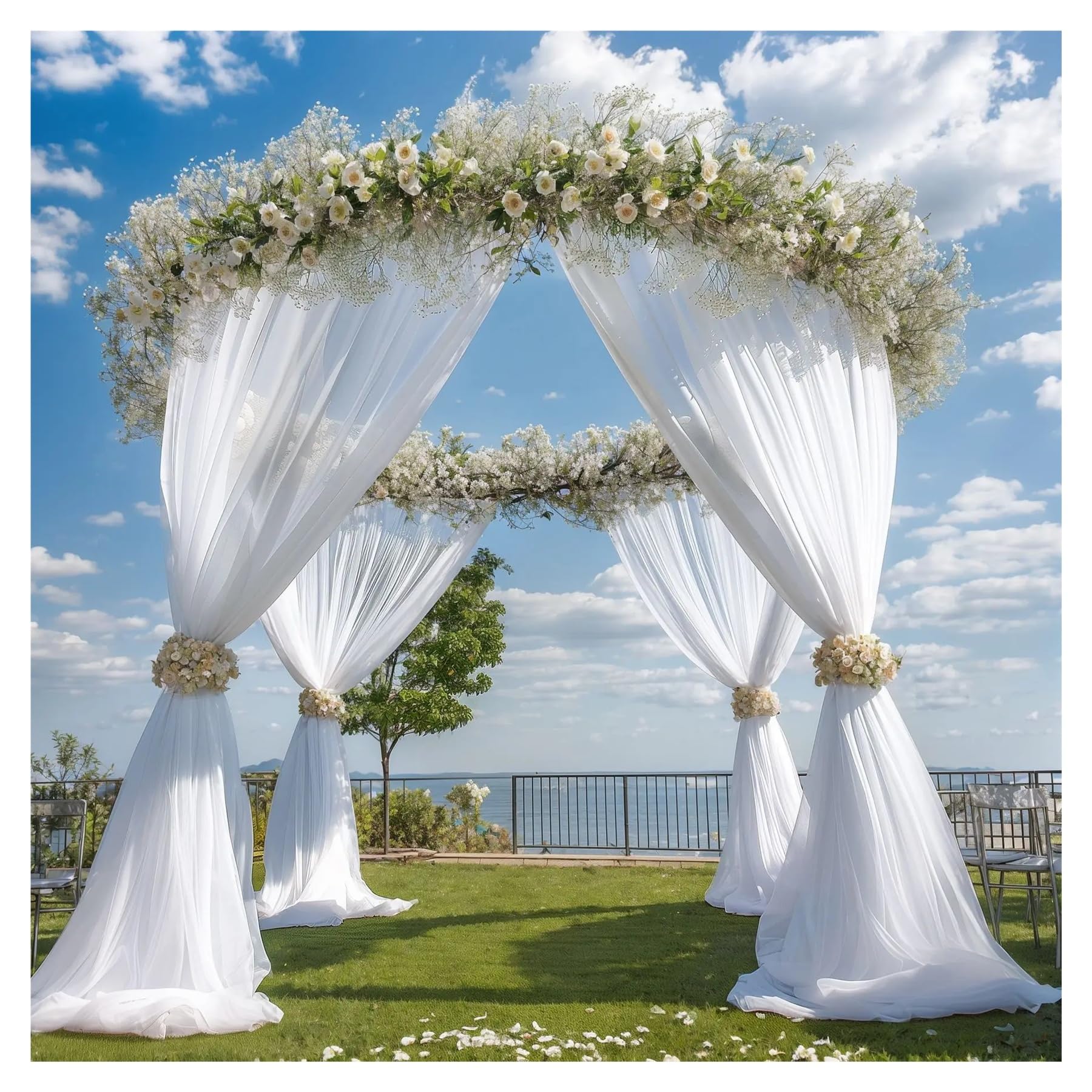 DeckenvorhäNge FüR Hochzeitsfeiern Hochzeit Bogen Drapieren Stoff schiere Tüll Laube Baldachin Drapierung for Zeremonie Dekoration Party Decke Hintergrund Vorhang Swag(Sky blue,160x1000cm)
