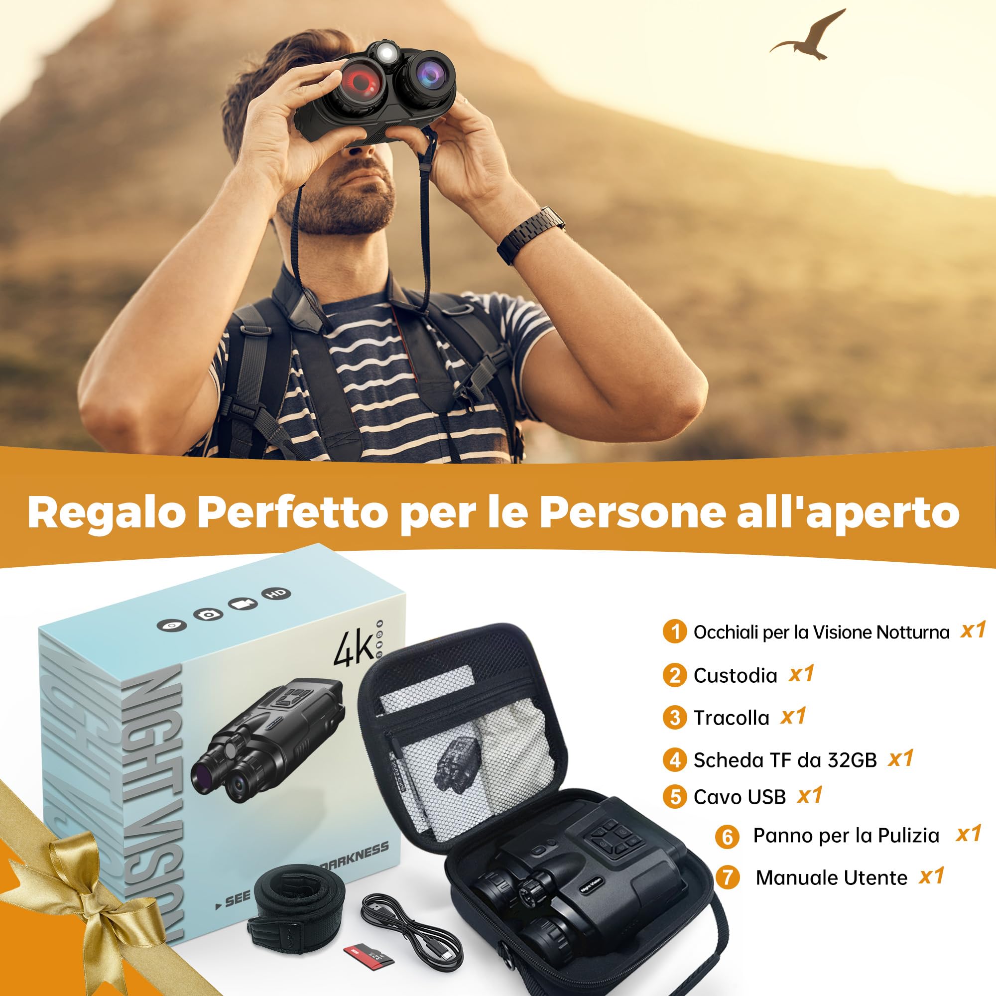tkwser - Dispositivo per la visione notturna, 4 K, 8 X, digitale, visione notturna a infrarossi, 5000 mAh, distanza visiva, 600 m, schermo TFT UHD da 3”, impermeabilità IP65, per la caccia e il