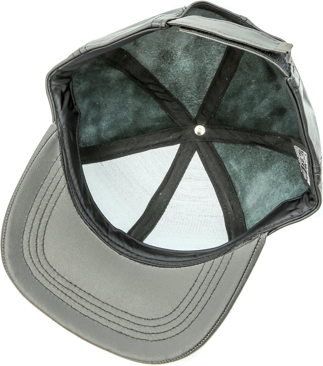 Black Vegan Leather Adjustable Baseball Cap Hat Made in USA Buckle Back