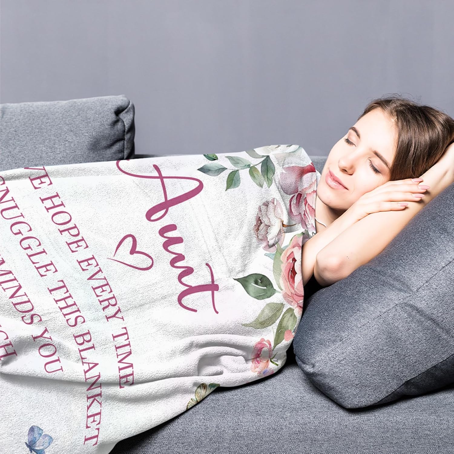 Aunt Gifts, Gifts for Aunts from Niece Nephew, Auntie Gift Ideas for Valentines Day Birthday Mothers Day, Best Aunt Ever Gift Throw Blanket 50"x60" - Image 2