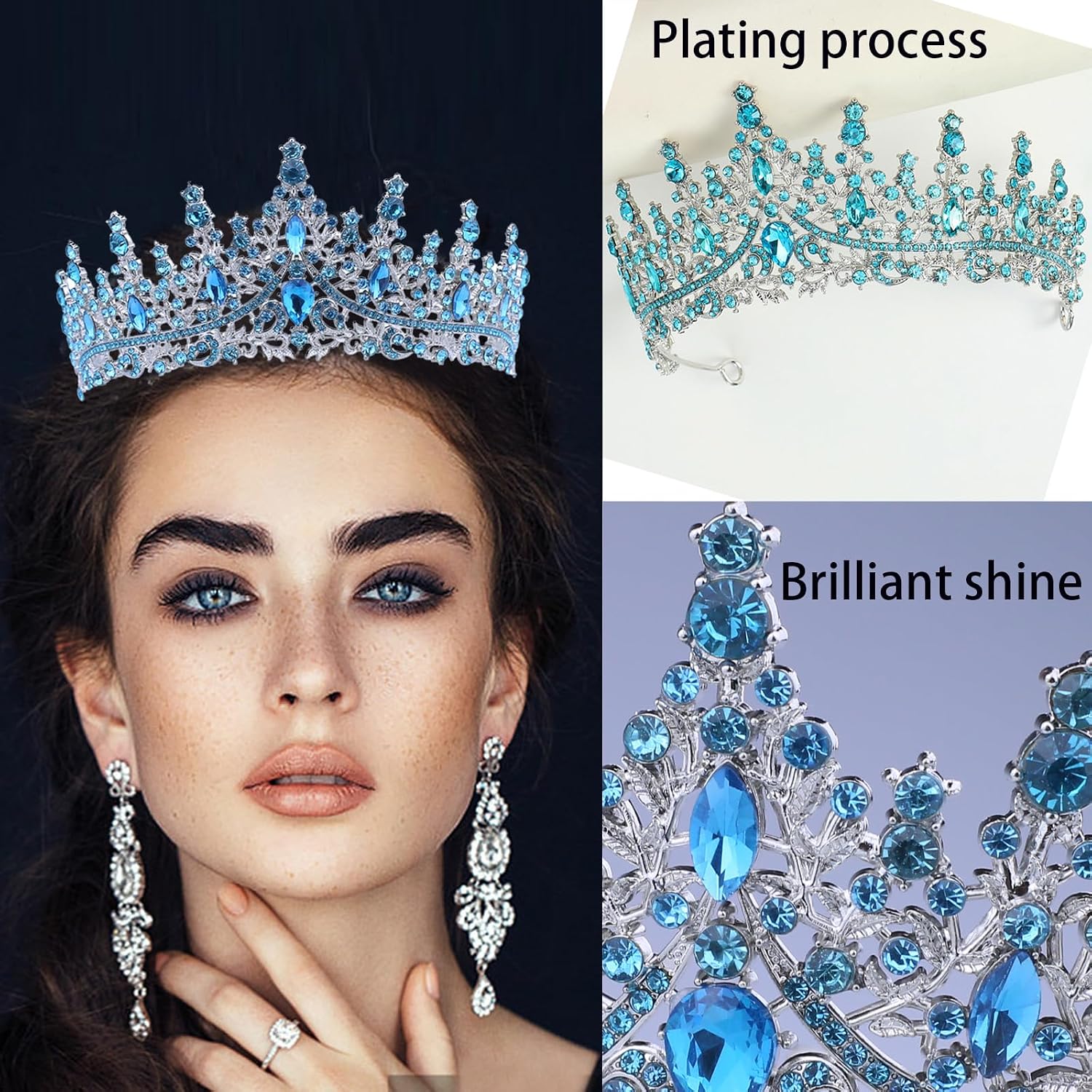 Women's Crowns, Glittering Rheinstone Tiaras, Vintage Baroque Crystal Tiaras for Party Accessories, Bridal, Birthday, Holiday Ball Crowns, Multicolor Fashion Princess Tiara