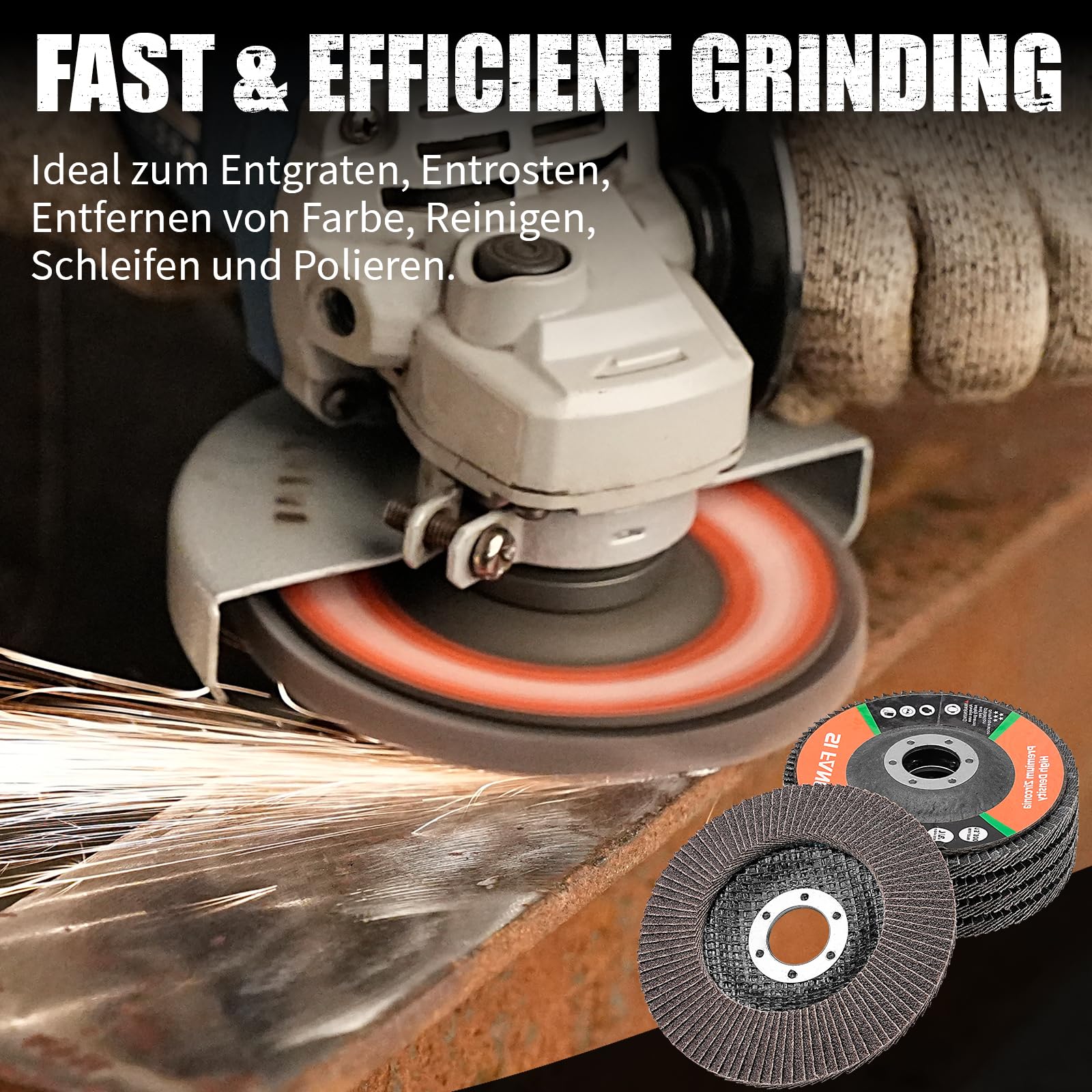 Set Fächerscheibe 115mm Korn 40 60 80 120 für Metall Holz Stahl Schnelles und Schneiden，Präzises Schneiden Lamellenscheiben 20 Stück，Zirkonkorund Schleifscheiben für 115 125mm Winkelschleifer