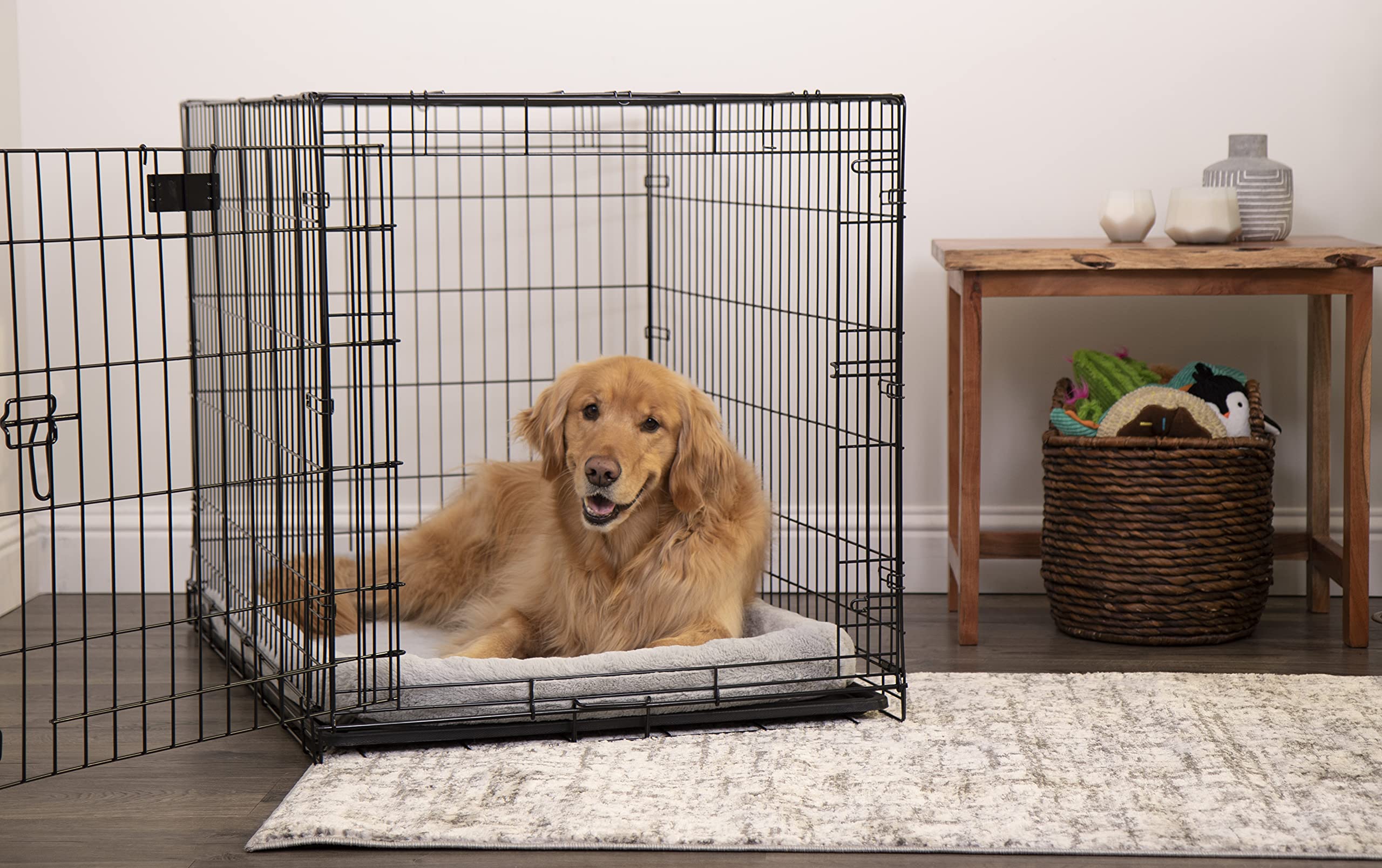 TrustyPup Quilted Crate Bolstered Mat Dog Bed, Ideal for Crates Gray