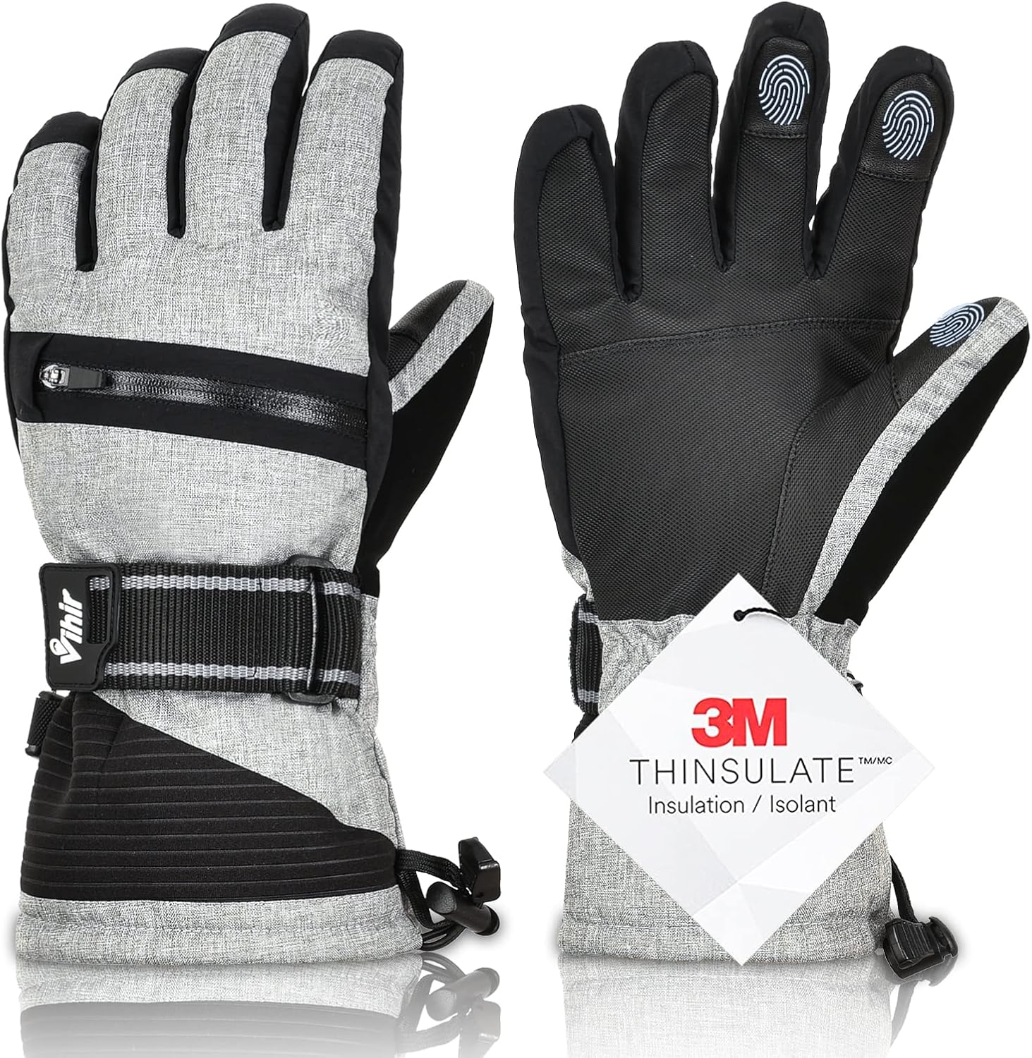 3M Thinsulate Ski Gloves, Waterproof Gloves for Men, Cold Winter