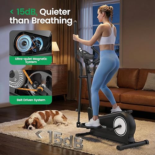 Miniatura 5 de ANCHEER Máquina elíptica de ejercicios, máquina elíptica para el hogar, equipo cardiovascular de 550 libras, máquina elíptica ultra silenciosa, 16