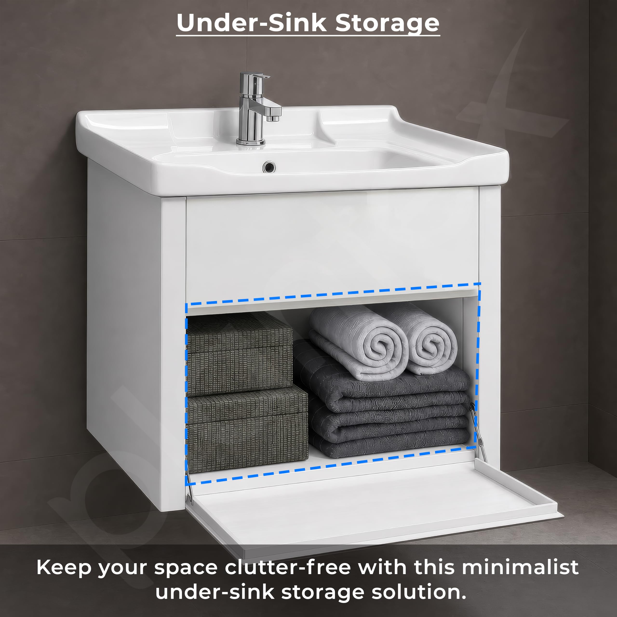 Plantex Vanity Cabinet - Washbasin Set with Mirror -7