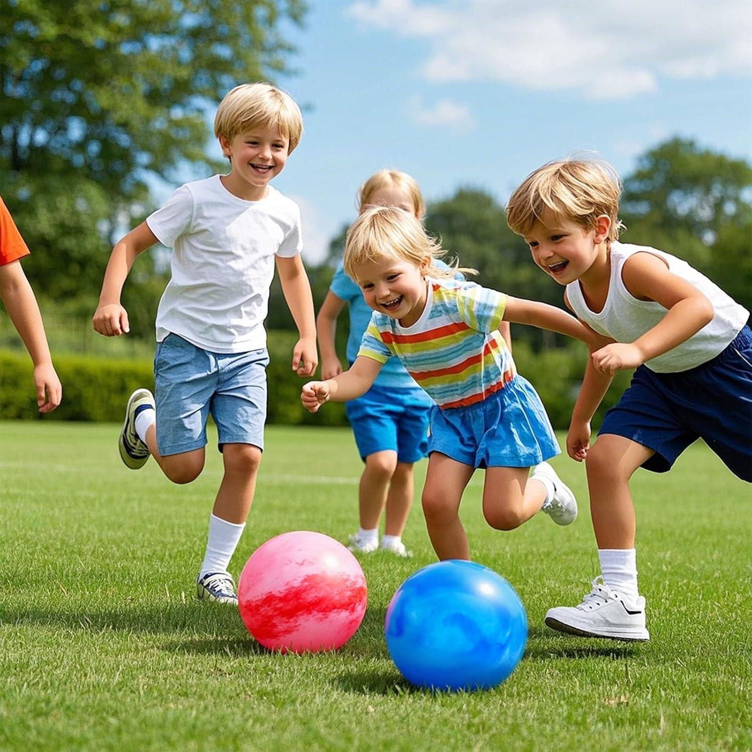 3 otters 6PCS Playground Balls, 8.5 Inche Inflatable Bouncy Balls with Pump, Kickball DodgeBalls, for Kids Indoor Outdoor Plays, Sports
