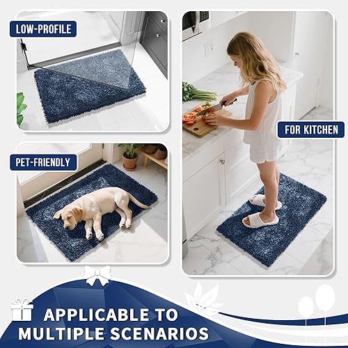 Miniatura 62 de Yimobra Juego de 2 alfombras de baño, alfombra de baño suave y absorbente y alfombra de inodoro en forma de U con respaldo antideslizante, alfombras