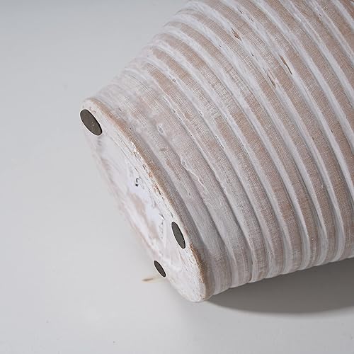 Miniatura 7 de LUKA Jarrón rústico de cerámica de 9.2 pulgadas de terracota blanqueada, jarrones decorativos de cerámica, jarrones decorativos de arcilla para