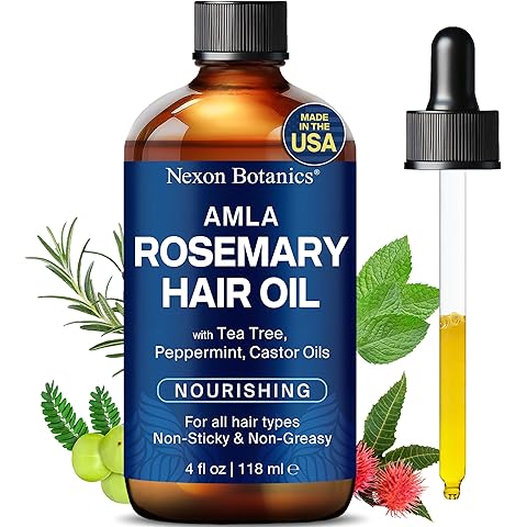 Amla Rosemary Hair Oil 4 fl oz - Nourishing Oil for Hair Growth & Dry Scalp - With Mint, Castor & Tea Tree Oils - For Damaged, Curly, Frizzy Hair - Men & Women