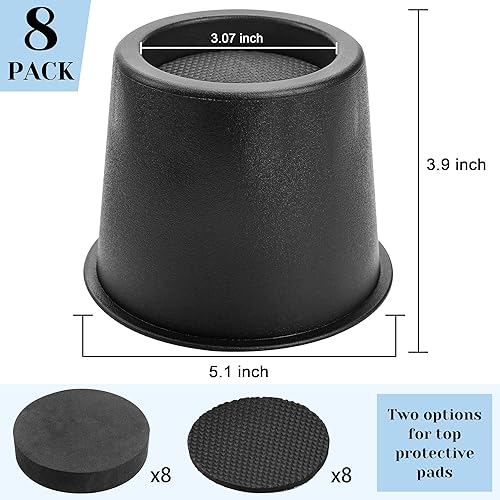 Miniatura 2 de BTSD-home Elevadores de cama redondos de 4 pulgadas, elevadores de muebles de alta resistencia, elevadores de silla de mesa para elevar hasta 10,000