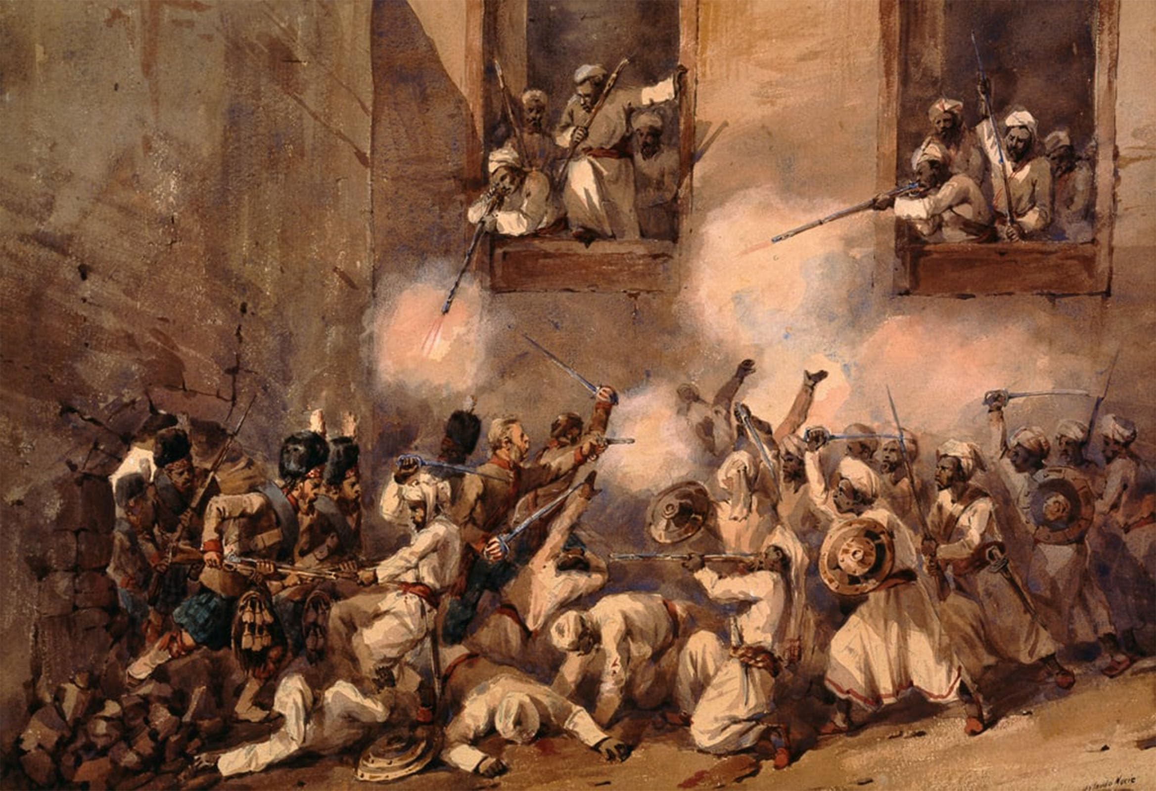 SERENDIPITP Retro Picture Poster Wall Art Pictures Painting the Breach At the Storming of the Secundrabagh by Orlando Norie Wall Art Canvas Print for Wall Decor 60x90cm