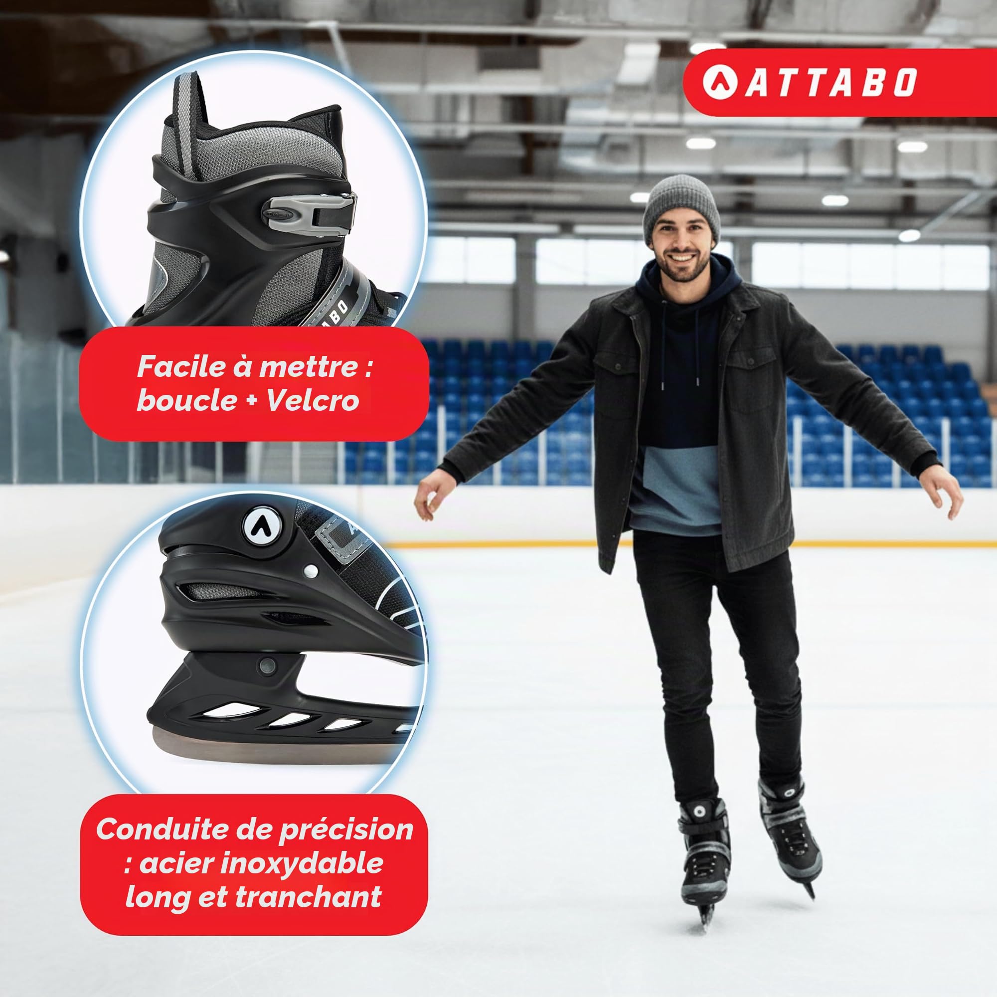ATTABO Patins de Loisirs pour Homme Tore Couleur