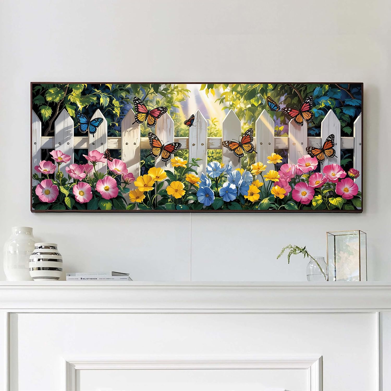 VAIIEYO Large Diamond Art Kits for Adults Butterfly, Diamond Painting Flower, Large Diamond Painting Kits Full Drill Round Rhinestone Craft Canvas for Home Wall Decor Gift 12x31 inch