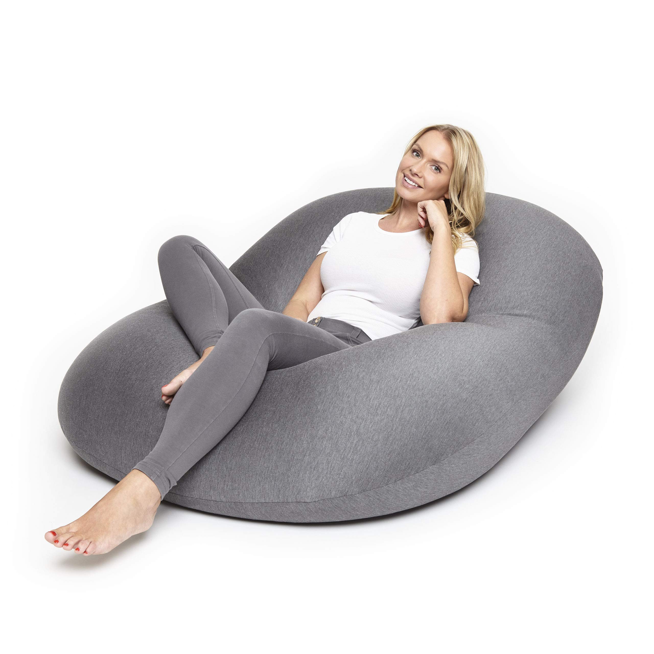 Lumaland Flexi Comfort Pouf Big | Bean Bag Premium Flexible | Coussin de siège 155 x 100 cm | Idéal pour s'allonger ou s'asseoir | Fauteuil & Canapé pour Enfants et Adultes [Gris foncé]